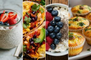 A collection of high protein recipes for breakfast