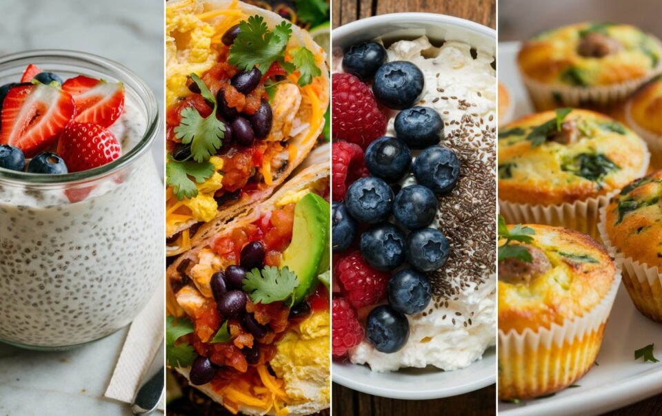 A collection of high protein recipes for breakfast