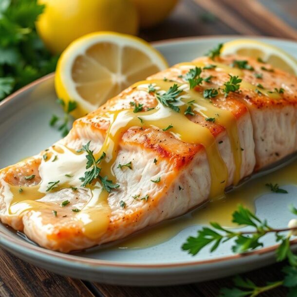 Keto Salmon with Lemon Butter Sauce