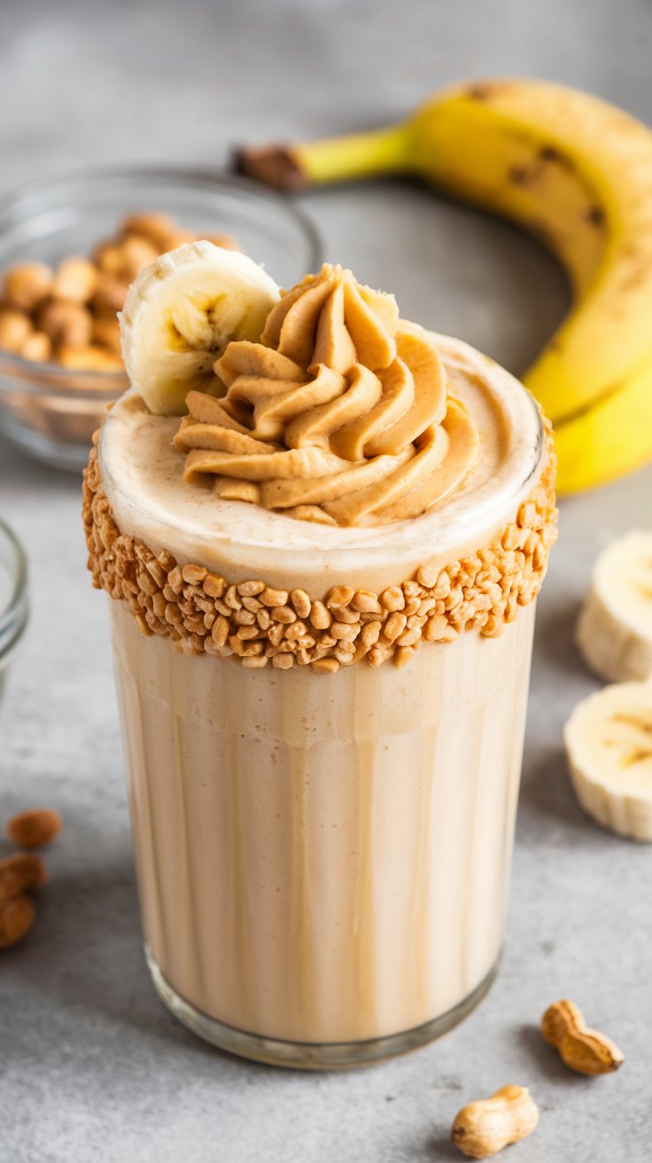 The best high protein smoothie recipes, including this peanut butter banana shake.