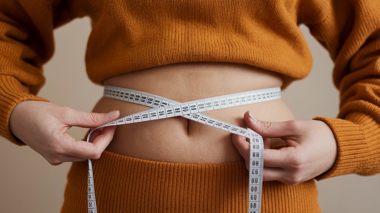 Woman measuring waist and comparing Semaglutide vs Tirzepatide.
