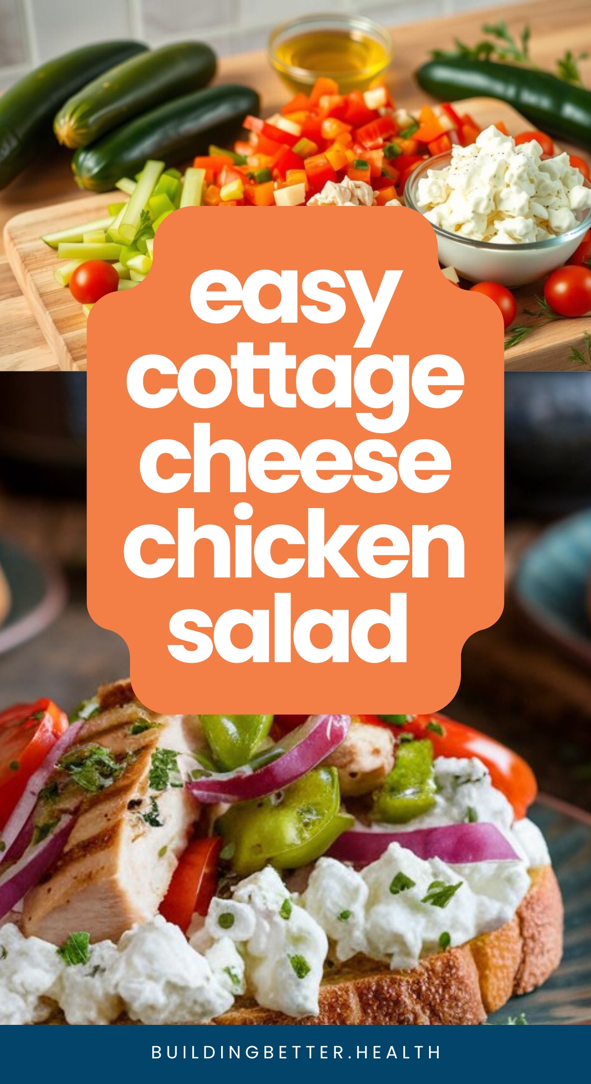 Super easy and quick chicken salad recipe with cottage cheese for added protein.