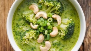 Bowl of Creamy Broccoli and Cashew Soup Recipe