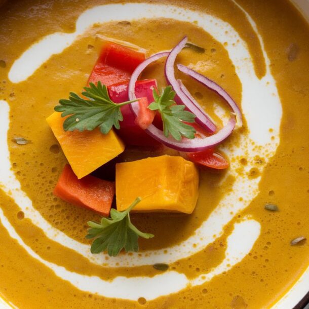 Bowl of Creamy Pumpkin Coconut Curry Soup