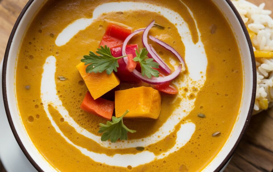 Bowl of Creamy Pumpkin Coconut Curry Soup