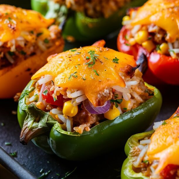 Stuffed mini peppers with vegetables and cheese