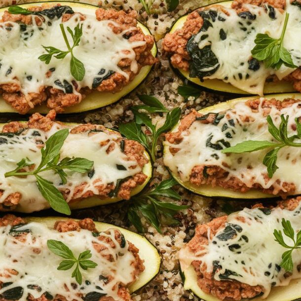 Platter of stuffed zucchini - a delicious high protein low calorie dinner