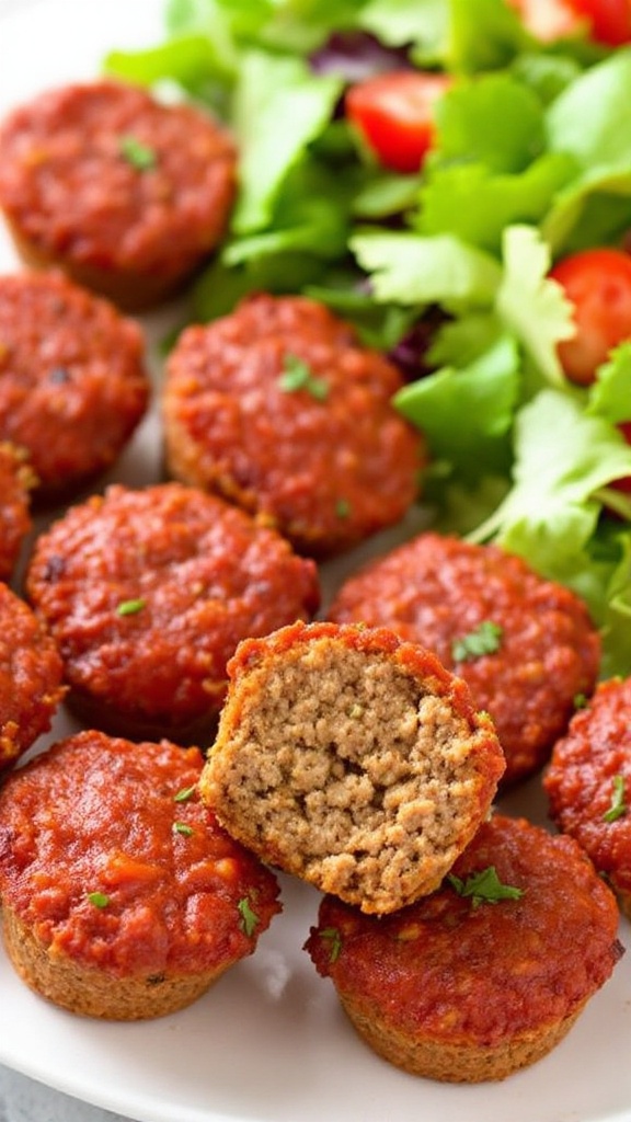 Mini meatloaf muffins with a side salad