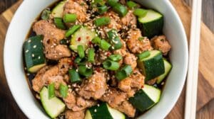 A plate of Chicken & Zucchini Stir-Fry