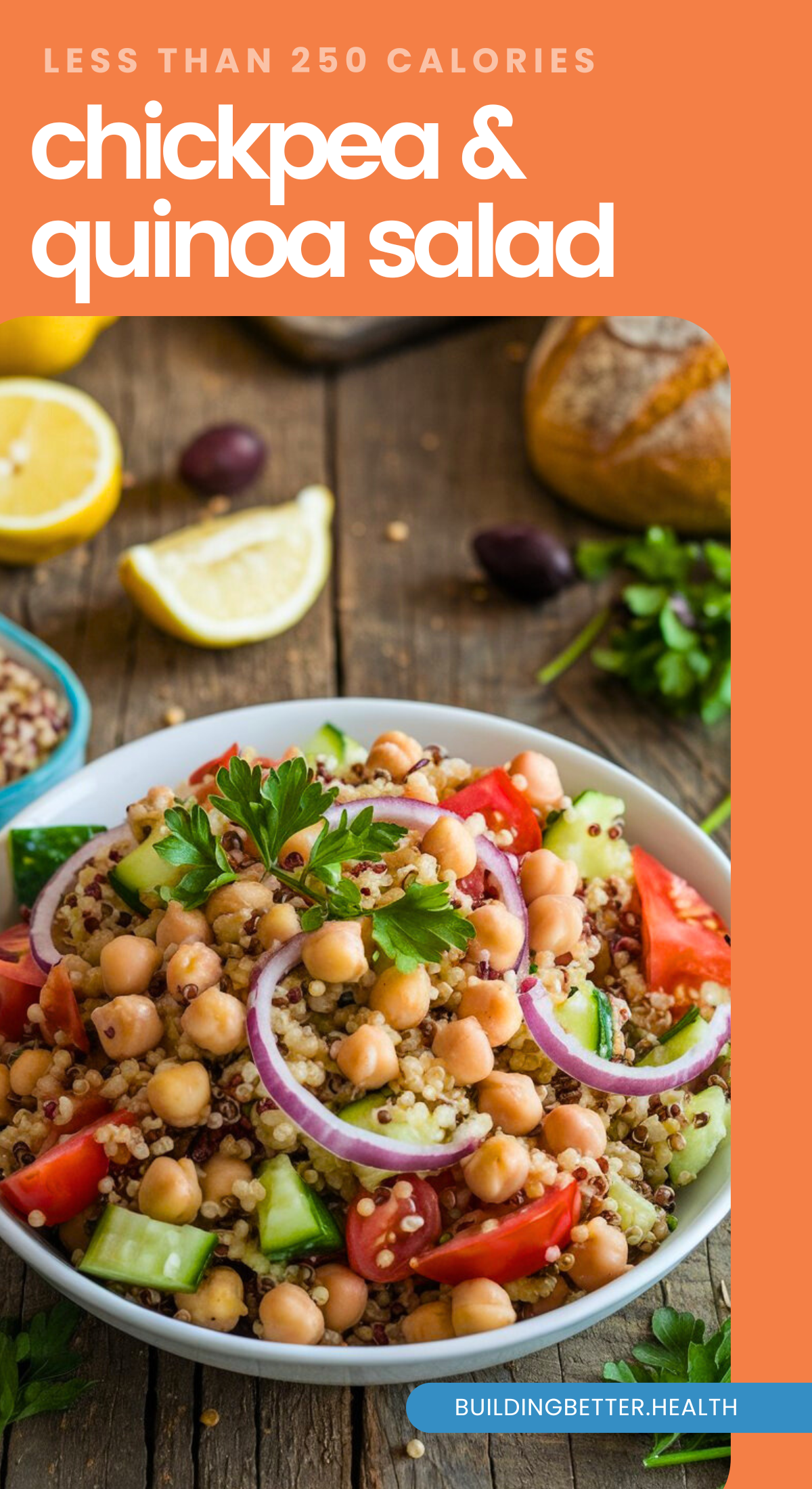 Chickpea and Quinoa Salad recipe for the GLP1 meal plan for Zepbound and Wegovy diet. Under 250 calories.