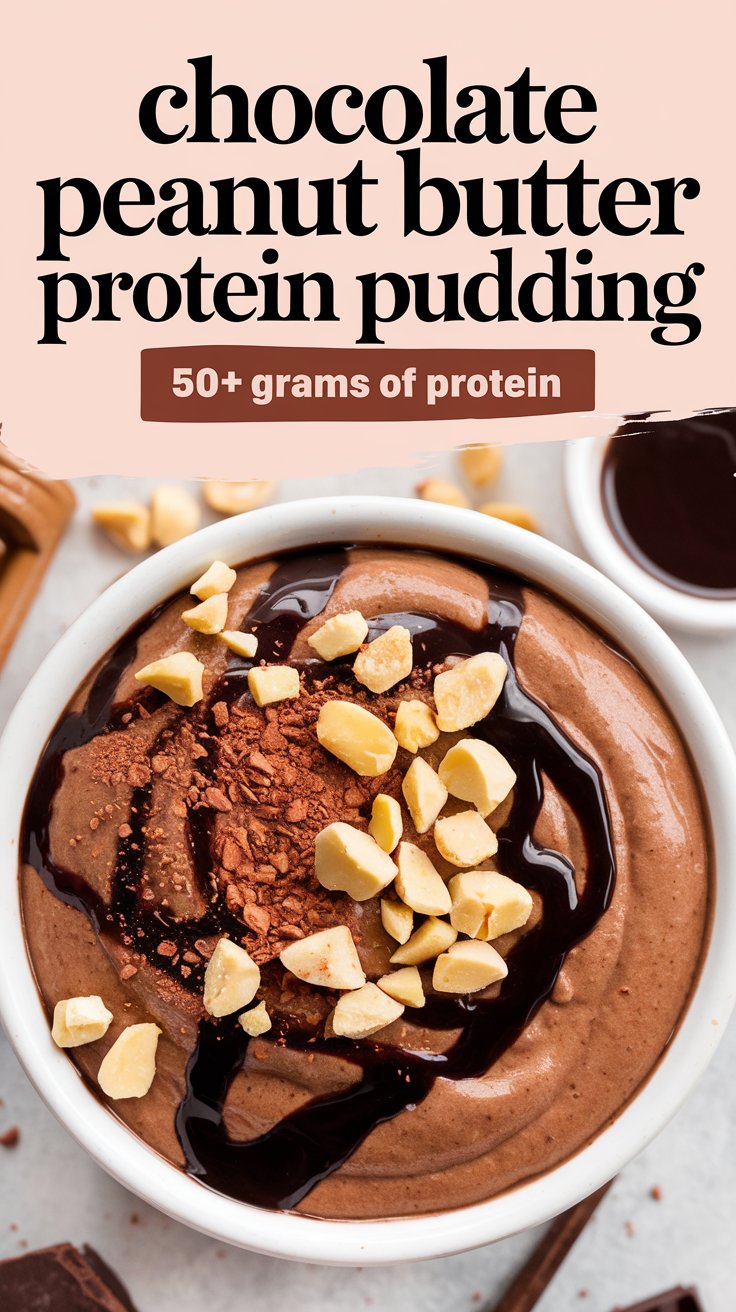 A yummy bowl of Chocolate Peanut Butter High Protein Pudding