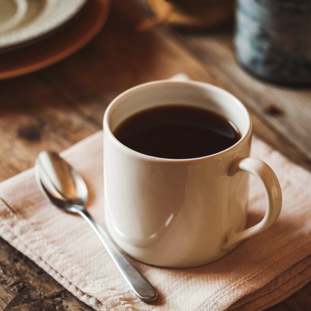 Black coffee on a table. Does coffee break a fast?