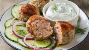 Greek Turkey Meatballs with Tzatziki