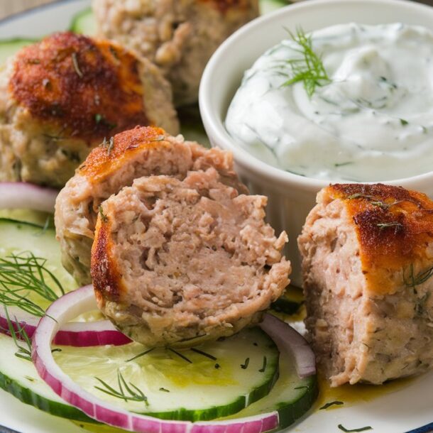 Greek Turkey Meatballs with Tzatziki