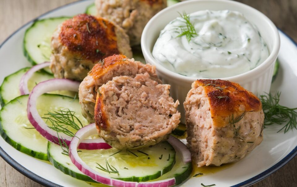 Greek Turkey Meatballs with Tzatziki