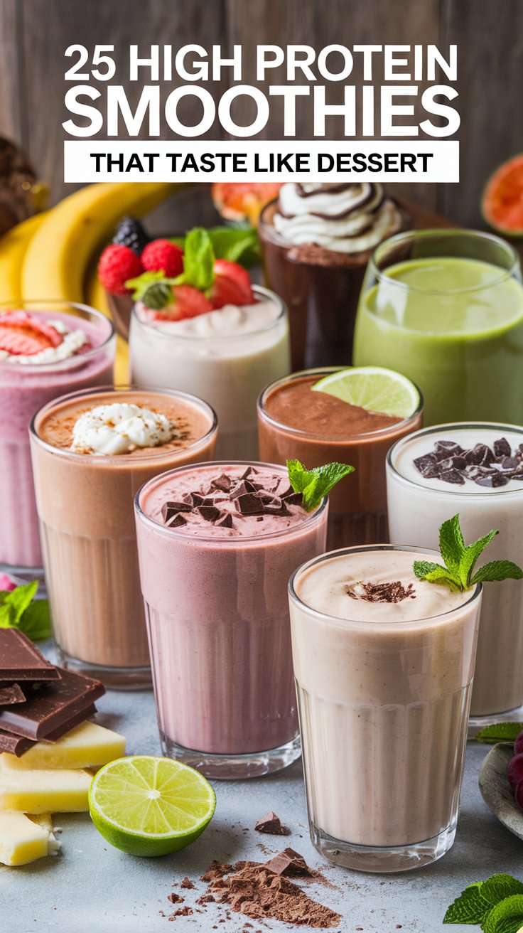 A collection of low calorie High Protein Smoothie Recipes that Taste Like Dessert. So good and so healthy.