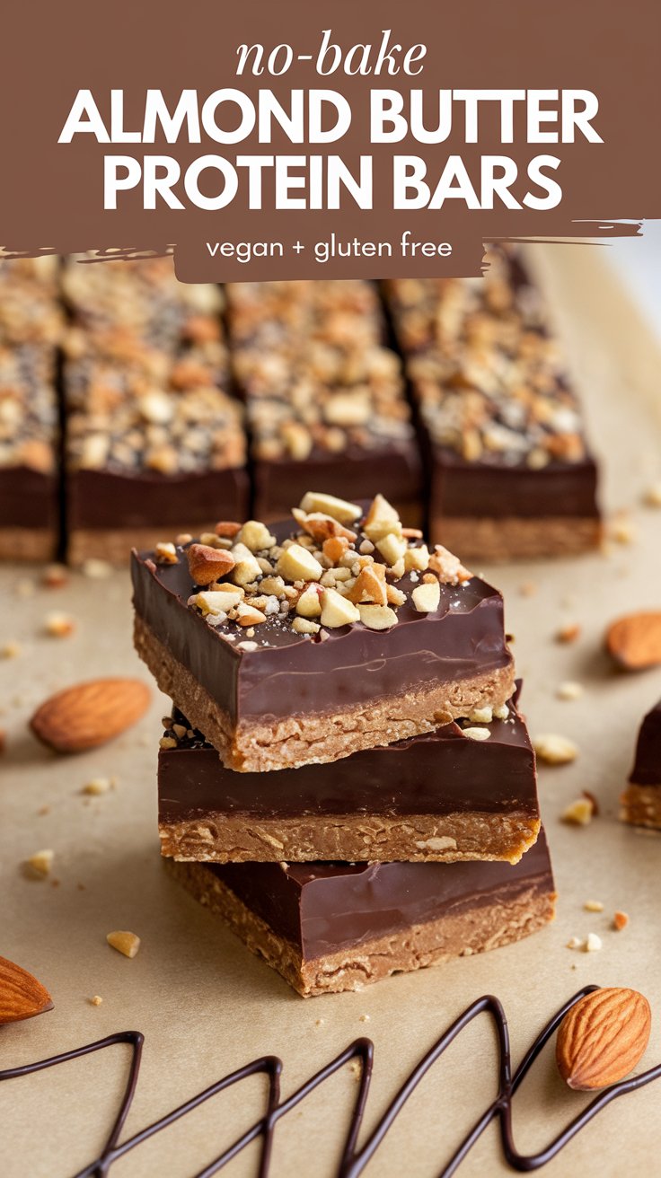 No-Bake Vegan Almond Butter Protein Bars. A gluten free treat that's so easy to make!