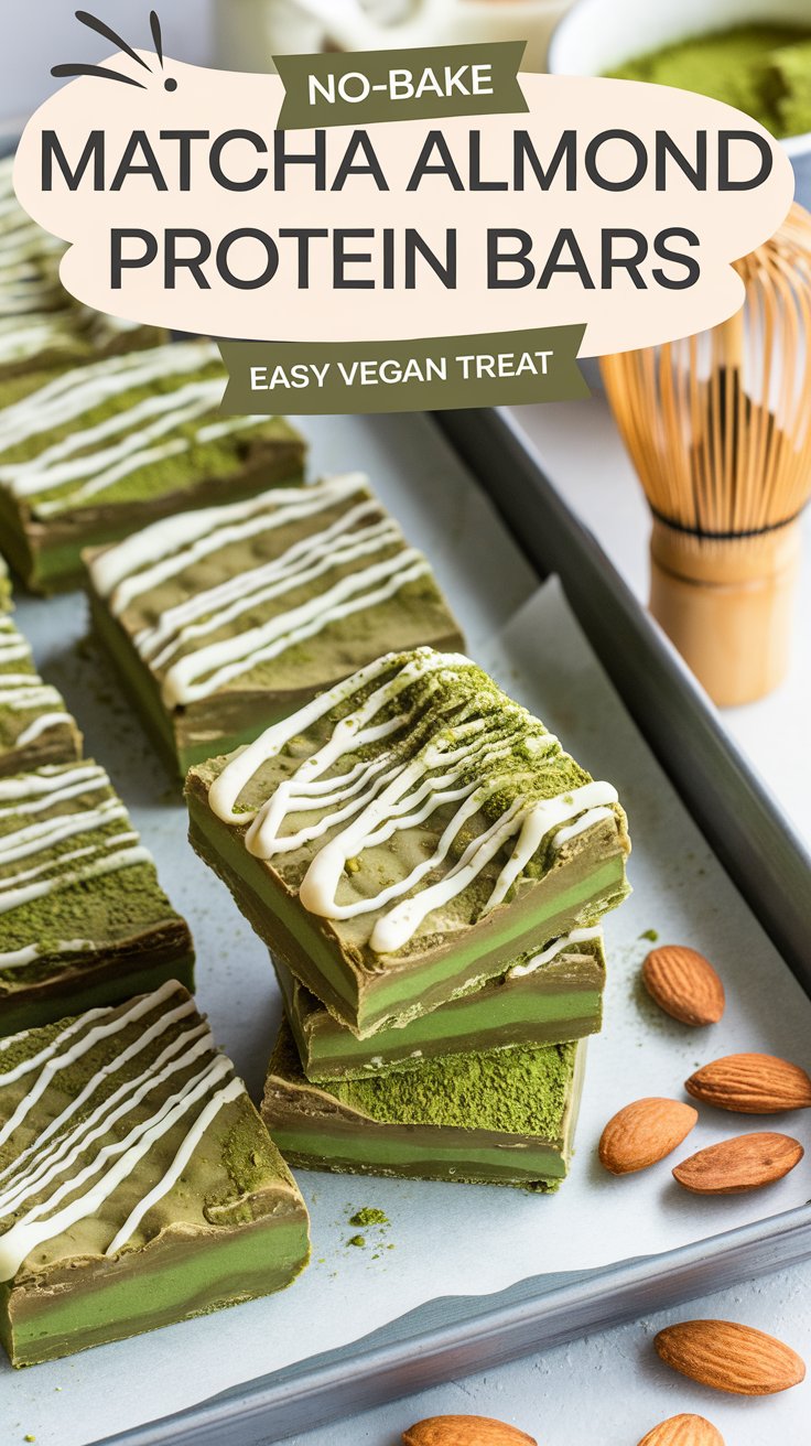 No-Bake Vegan Matcha Almond Protein Bars