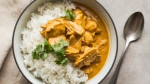 A plate of Coconut Chicken Curry - perfect for GLP-1 Ozempic users