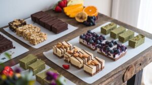 A collection of vegan dessert bars and snacks. Easy to make and no-bake recipes.