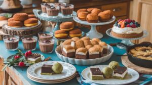 Easy Vegan Dessert Recipes displayed on a table.