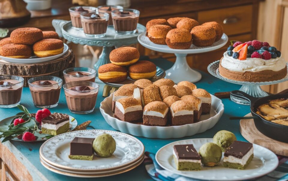 Easy Vegan Dessert Recipes displayed on a table.