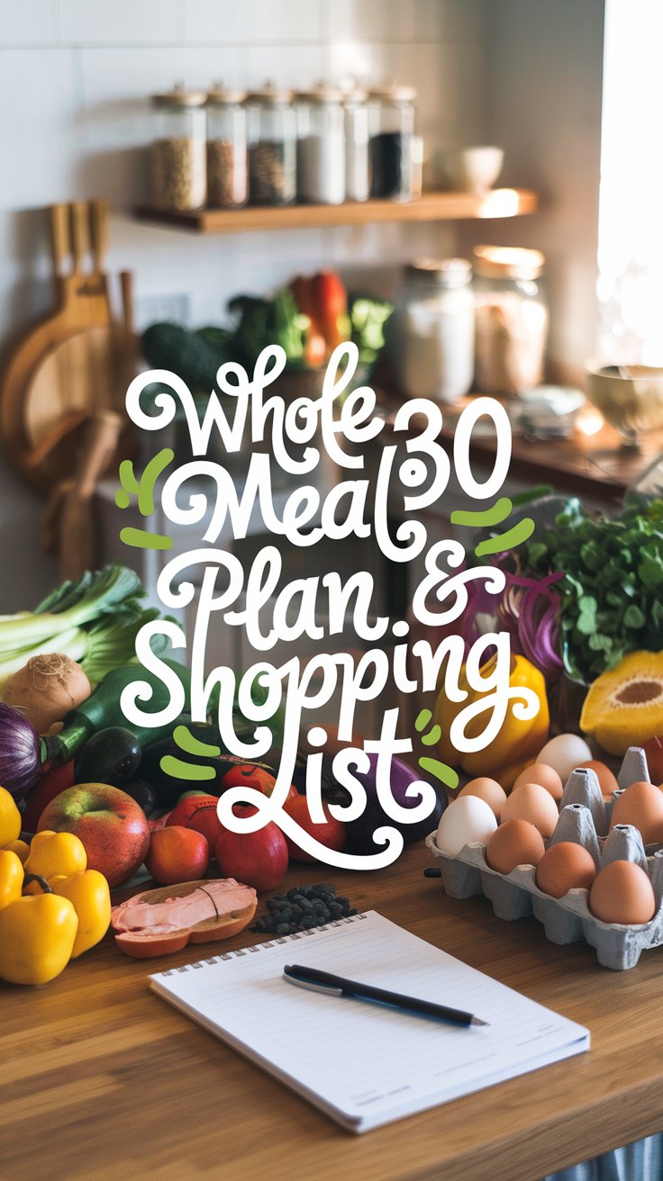 Whole30 Meal Plan with Grocery Shopping List (14-day Printable Download)