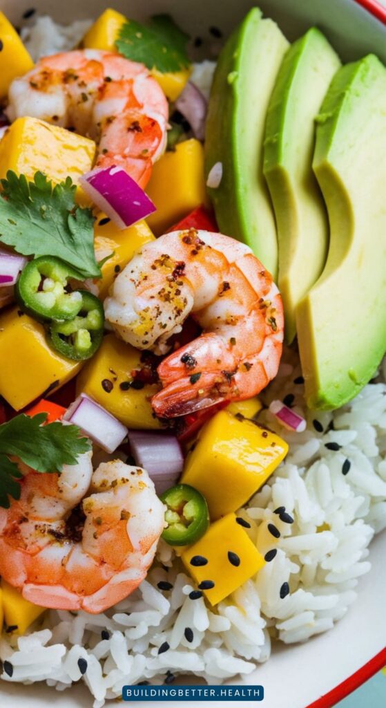 Zesty Shrimp and Mango Salsa Rice Bowls