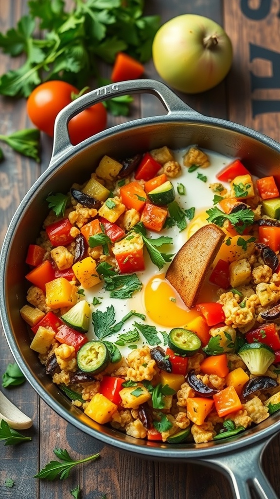 A colorful vegetable scramble with egg whites.