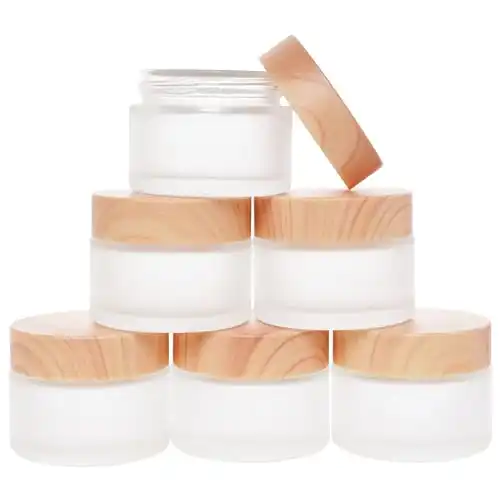 Miayon 6Pcs Glass Cosmetic Jars for Lotions & Body Butter Creams