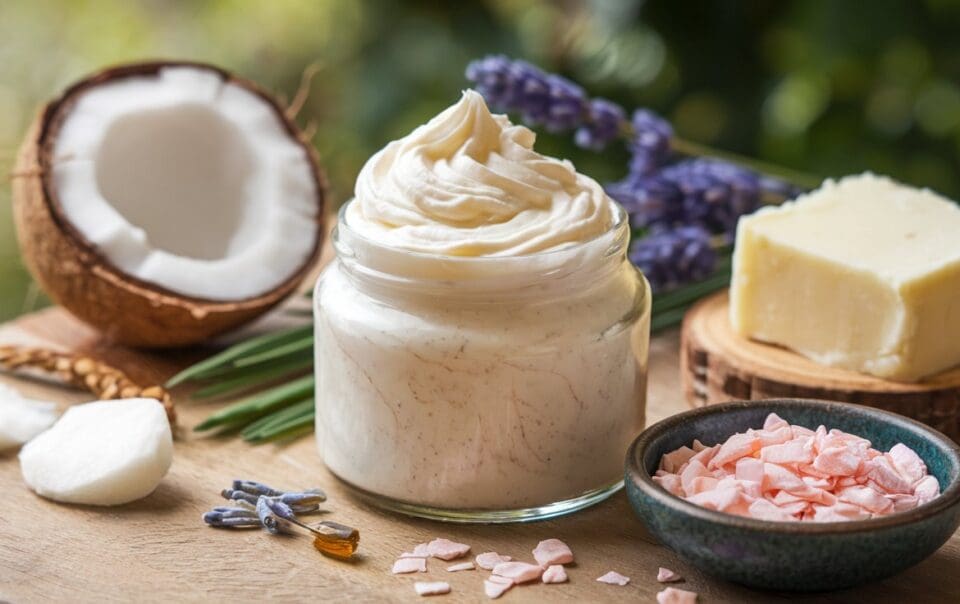 A jar of Magnesium Body Butter - easy DIY recipe