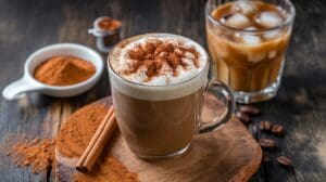 high protein coffee - cup of hot coffee and iced coffee