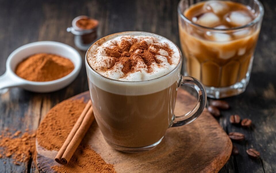 high protein coffee - cup of hot coffee and iced coffee