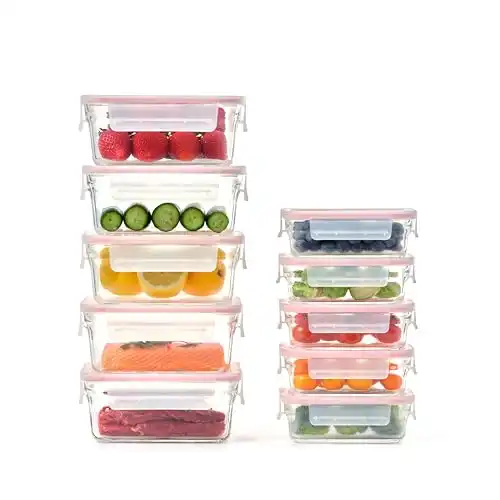 GLASSLOCK 10 pack Glass Meal Prep Set - Dishwasher Safe