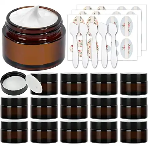 15 Pack Empty Amber Glass Jars