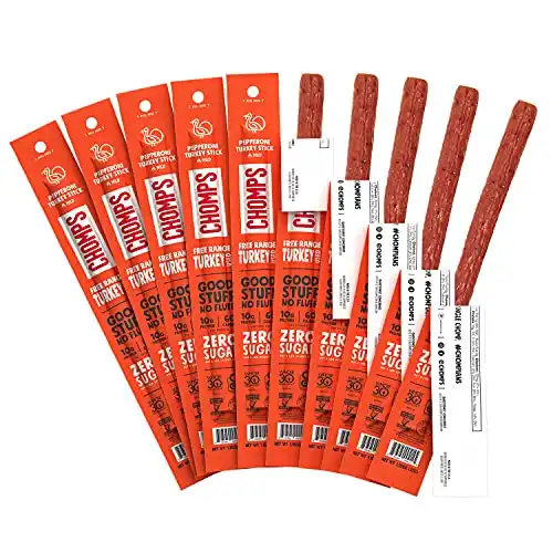 CHOMPS Pepperoni Turkey Jerky Meat Snack Sticks (10 Pack)