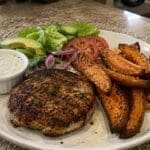 Easy Sheet Pan Turkey Burgers with Sweet Potato Wedges | Easy High Protein Dinner
