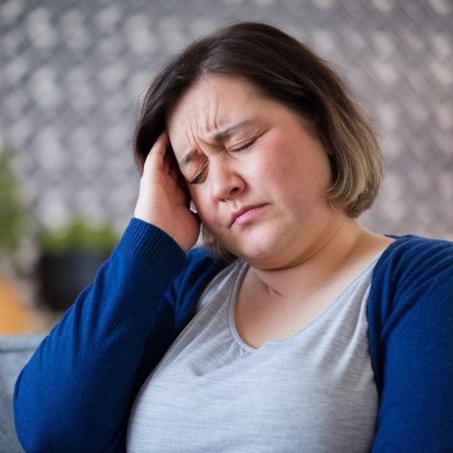 Woman experiencing side effects of Wegovy, Ozempic or Semaglutide